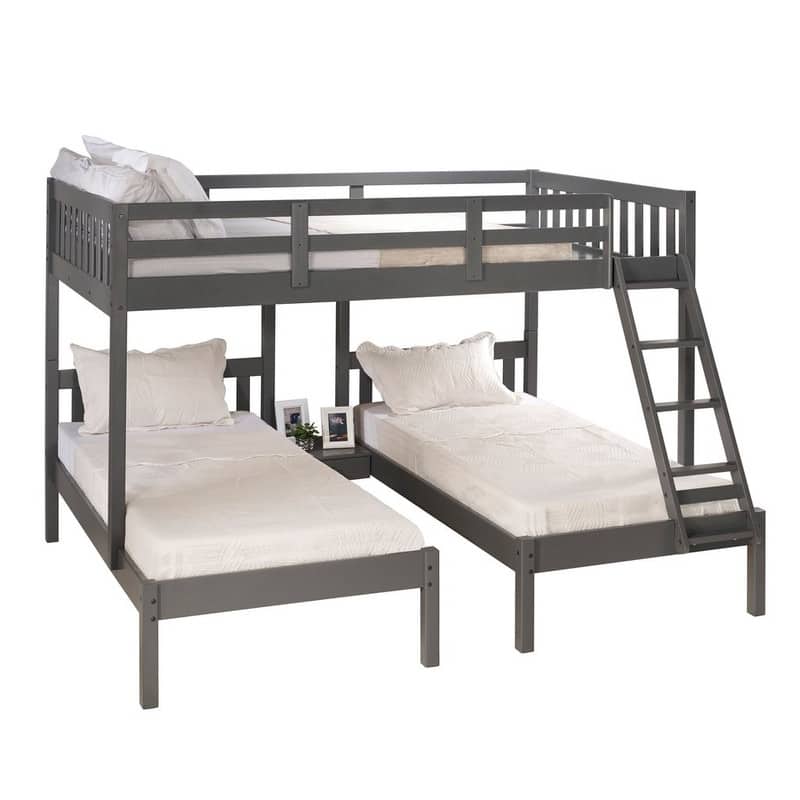 Dark Grey Full over Double Twin Bunk Bed