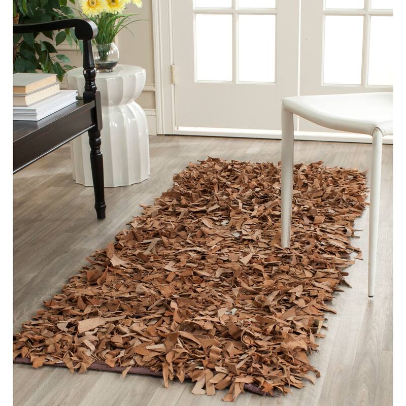 SAFAVIEH Handmade Leather Shag Carlijn Modern Decorative Rug