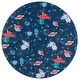 preview thumbnail 2 of 1, SAFAVIEH Tacoma Kids Abygael Kids & Tween Rug 5' Round - Navy/Rust - Round