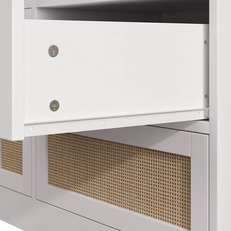 51.2 "Rattan Locker With Drawers, 9 Drawers, Metal Handles For Kitchen, Living Room, Bedroom