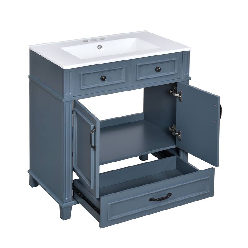Bathroom Vanity Cabinet with Storage Cabinet, Drawer and Metal Handles