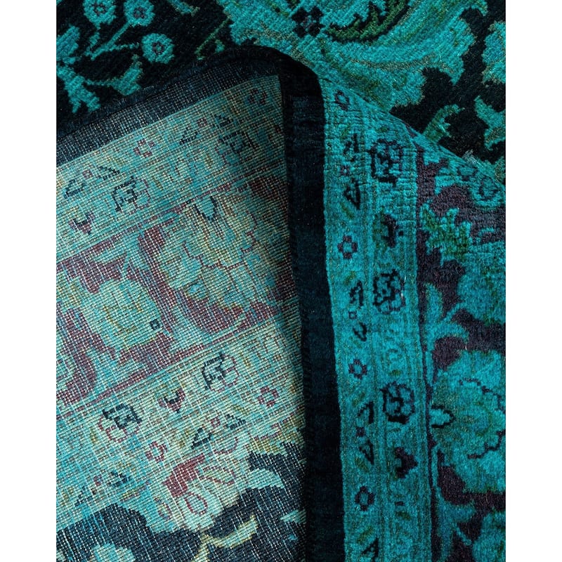 Overton Hand Knotted Wool Vintage Inspired Modern Contemporary Overdyed Black Area Rug - 3' 10" x 6' 5"