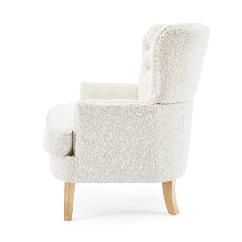Modern 29.5" Upholstered Button Tufted Club Chair with Rubber Wood Legs and Nailheads