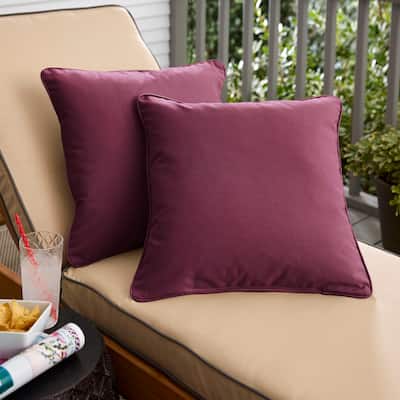 Sorra Home Sunbrella Canvas Iris Corded Indoor/ Outdoor Pillow Set (Set of 2)