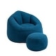 preview thumbnail 7 of 37, Microfiber Upholstered High Density Memory Foam Round Lazy Bean Bag Sofa Chair with Ottoman