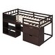 preview thumbnail 8 of 25, Twin Size Low Loft Bed in Sturdy Wood Frame with Rolling Desk, Shelf, and Two Storage Drawers, Full-Length Guardrail