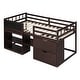 preview thumbnail 9 of 15, Twin Size Low Loft Bed with Rolling Desk, Shelf and Drawers, Espresso