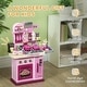 preview thumbnail 8 of 7, Qaba Play Kitchen, Kids Kitchen Playset, Toy Kitchen with Lights, Sounds, 33 Accessories, Interactive Playset for 3-6 Years