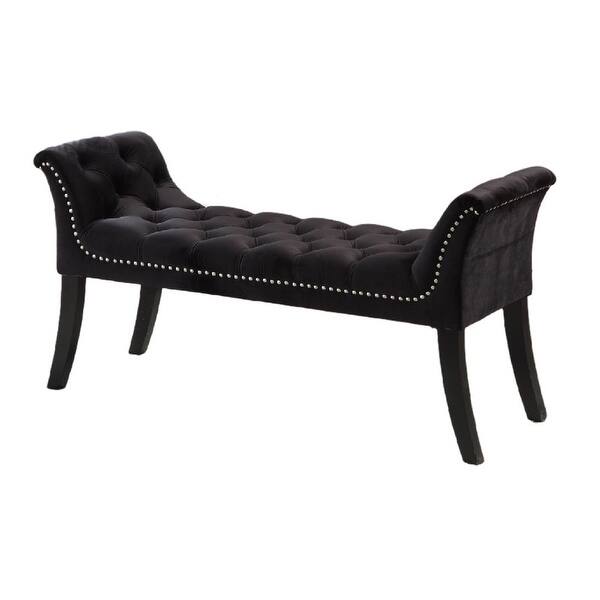 slide 2 of 3, Imperial Tufted Bench With Armrest (Black)