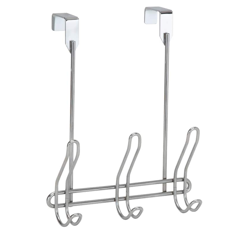 Simplify 6 Hook Compact Over the Door Hooks in Chrome - 9" x 4.5" x 11"
