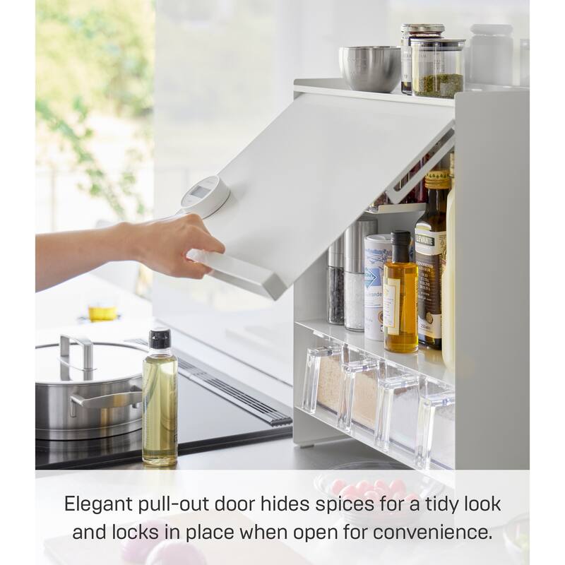 Yamazaki Home Concealable Spice Rack, Steel - L 6.42 x W 14.96 x H 19.37 inches