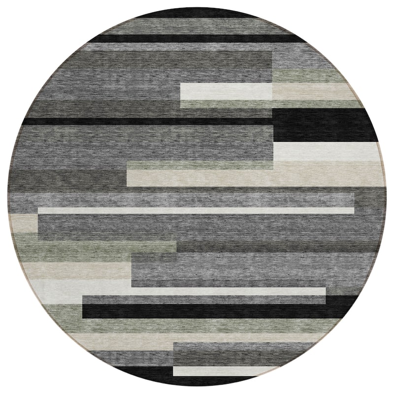 HomeRoots Striped Transitional Rectangle Outdoor Rug