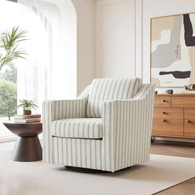 30'' W Vegan Leather/ Chenille Swivel Accent Chair