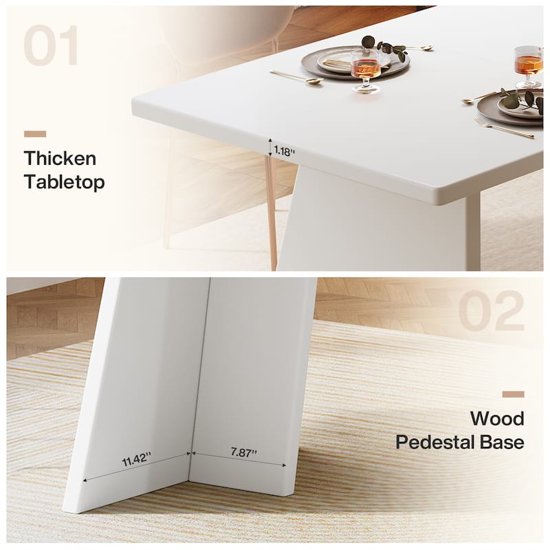 63 Inches Modern White Dining Table for Kitchen Dining Room - 31.5"D x 62.99"W x 29.53"H