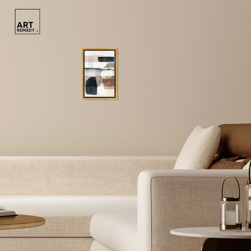 Art Remedy Layers Of Depth Framed Abstract Shapes 1 Piece Canvas Wall Art
