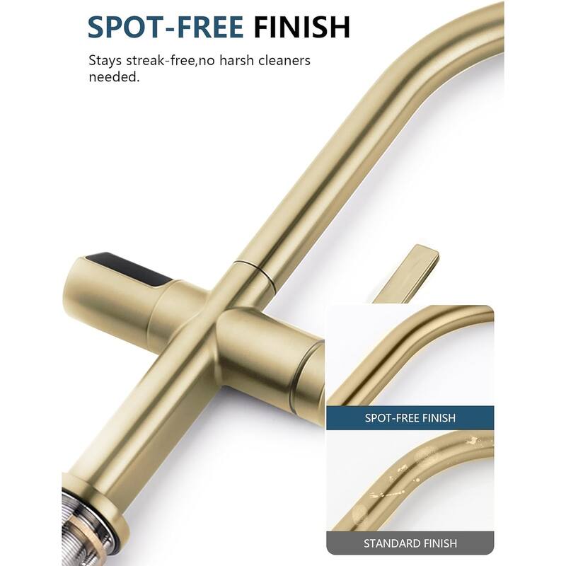 Lefton Touchless Pull-Out Kitchen Faucet, Hands Free Motion Sensor Activated, Battery-Free Temperature Display, KF2206