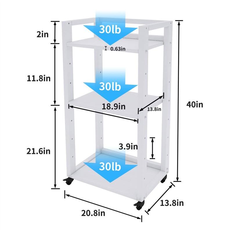 3-Tier Movable Printer Stand - 20.8 x 13.8 x 40