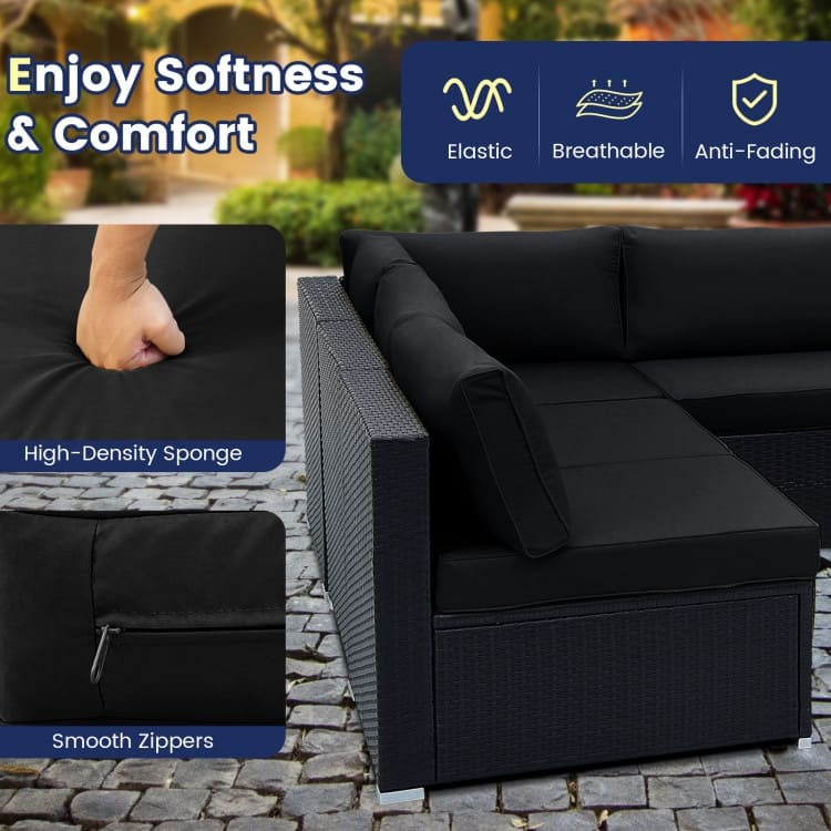 10 Piece Outdoor Wicker Conversation Set with Seat and Back Cushions - 29" x 25" x 25"