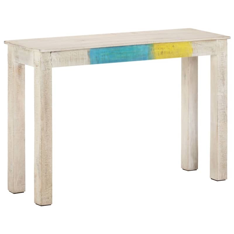 vidaXL Console Table White 45.3"x13.8"x30.3" Rough Mango Wood