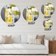 preview thumbnail 4 of 9, Designart 'Grey and Yellow Blur Abstract' Oversized Modern Wall CLock
