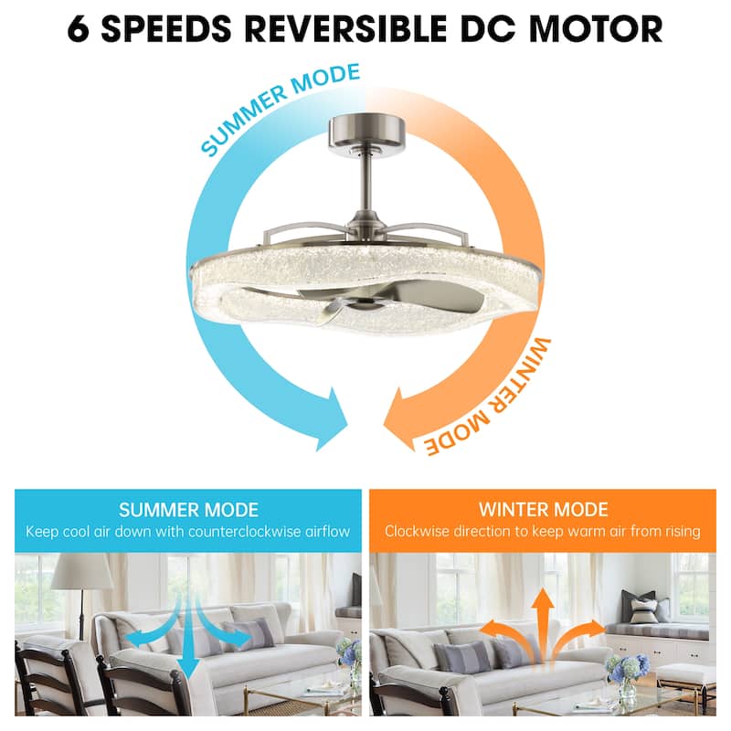 Perimost 33" Modern Brushed Nickel ABS 3-Blade LED Bladeless Ceiling Fan with Remote