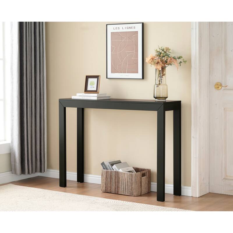 Russell Collection Modern Wood Rectangle Console Table - Caviar