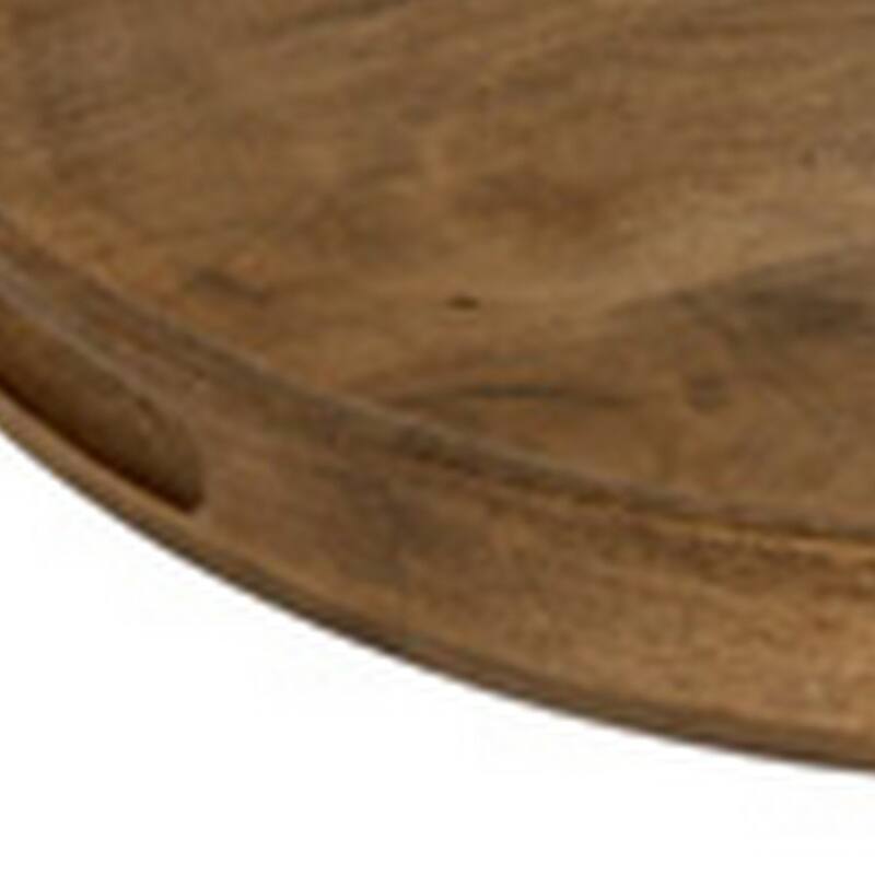 Bera Serving Tray, 24 Inch Round, 2 Handles, Industrial Brown Gray Finish