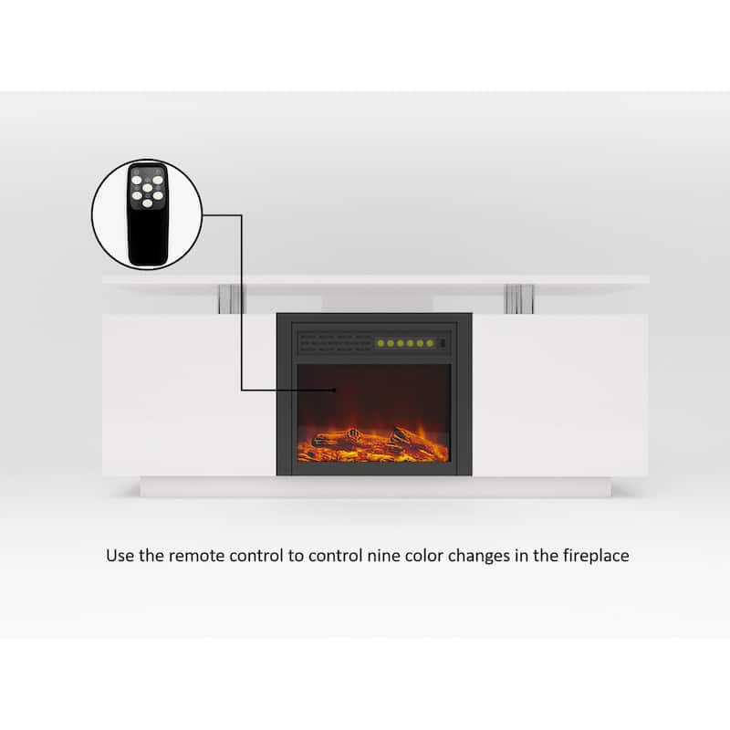 White American Design 63" Fireplace TV Stand with 5 Levels Temperature Setting for TVs Up to 60"