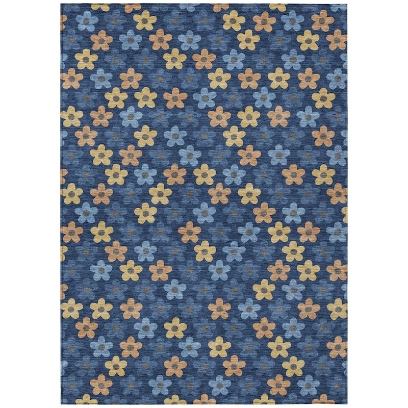 Machine Washable Indoor/ Outdoor Floral Kechi Chantille Rug