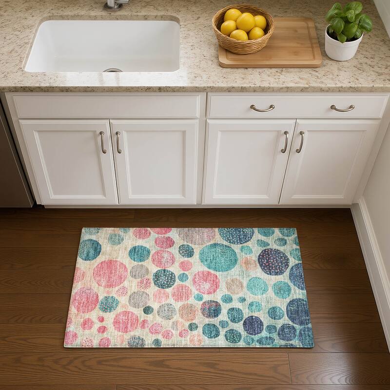 Premium Washable Super Soft Casual Contemporary Mayfield Rug - Teal - 1'8" x 2'6"
