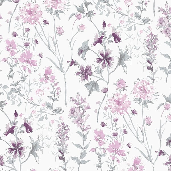 slide 2 of 5, Laura Ashley Wild Meadow Pale Iris Wallpaper