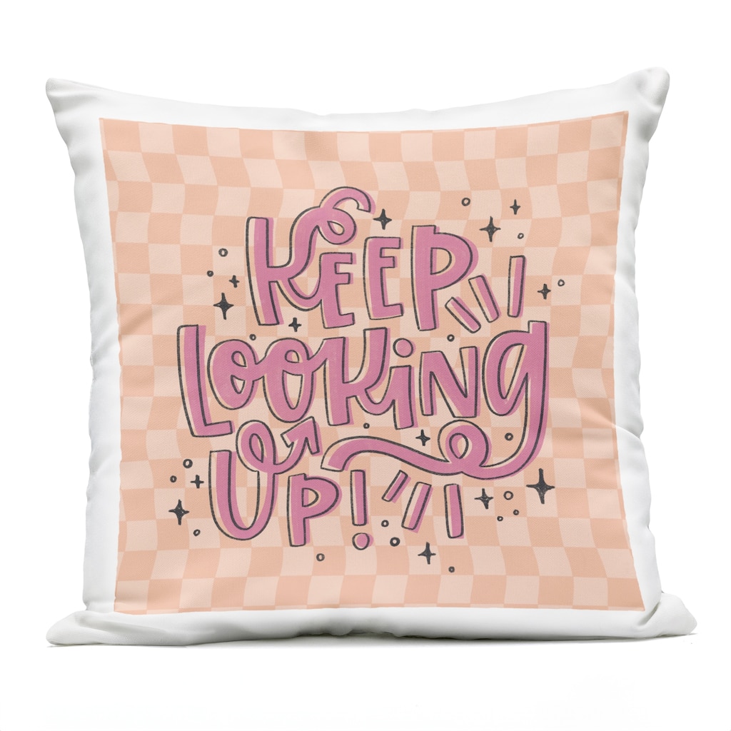 Stupell Keep Looking Up on Checkered Printed Outdoor Throw Pillow Design by Sarah Hickman