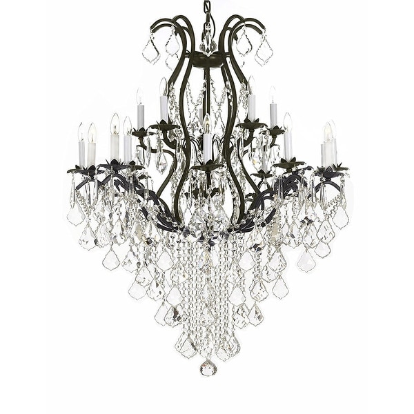 Swarovski Crystal Trimmed Chandelier Wrought Iron Swarovski Crystal Trimmed Chandelier Wrought Iron Lighting Chandeliers Dressed With Black
