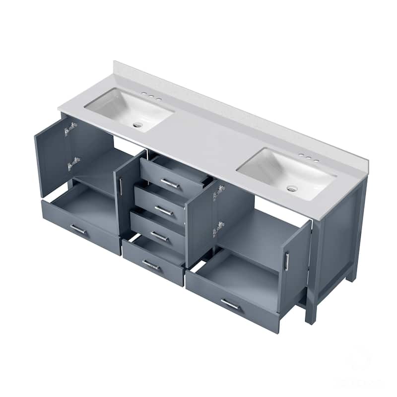 Jacques 80 in. W x 22 in. D Dark Grey Double Bath Vanity and White Quartz Top