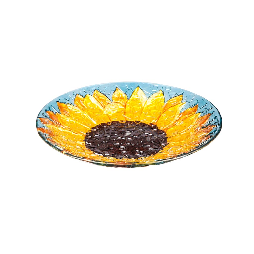 Sunflower 18 in. Crushed Glass Look Birdbath