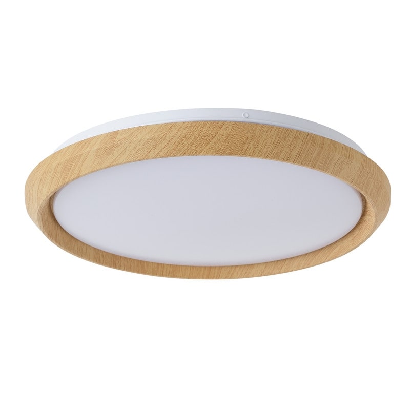 Modern Wood Grain Flush Mount Ceiling Light Milky White LED Fixture for Living Room Bedroom