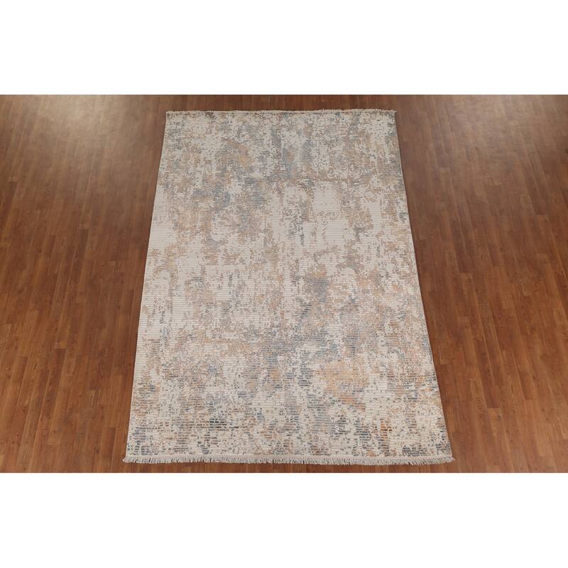 Modern Area Rug Hand-Knotted Abstract Wool Carpet - 6'7"x 9'8"