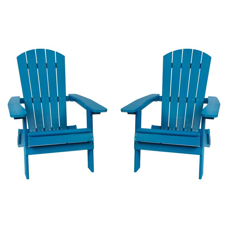 Set of 2 Poly Resin Folding Adirondack Chair-Indoor/Outdoor Patio Chair