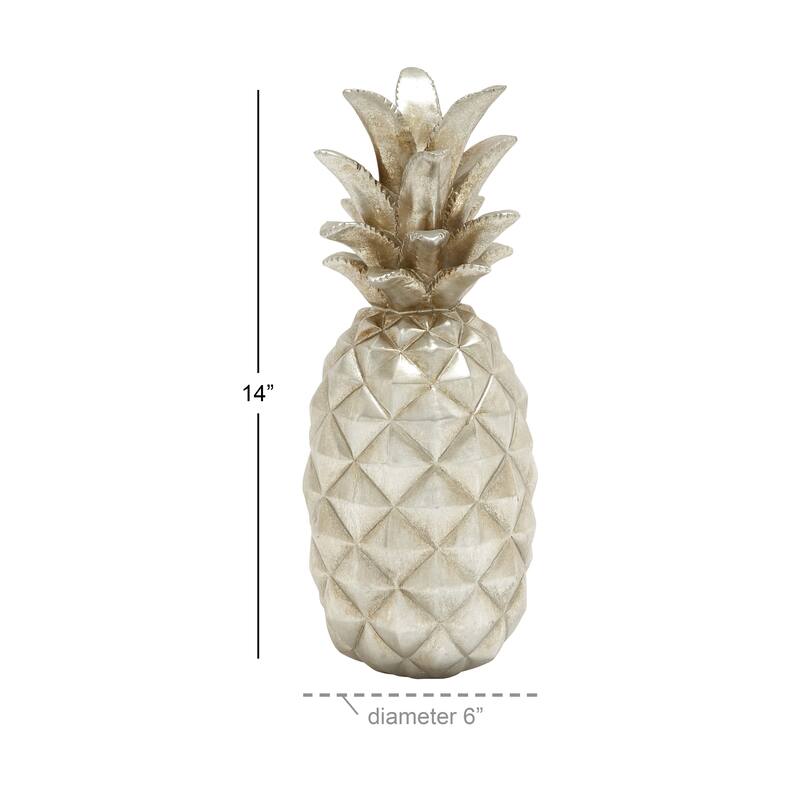 Polystone Fruit Pineapple Decorative Sculpture - Gold or Silver - Roche River Decor