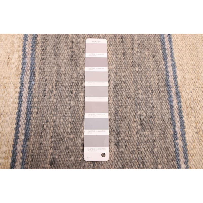 ECARPETGALLERY Flat-Weave Marrakech Grey, Ivory Wool Kilim - 8'5 x 10'2