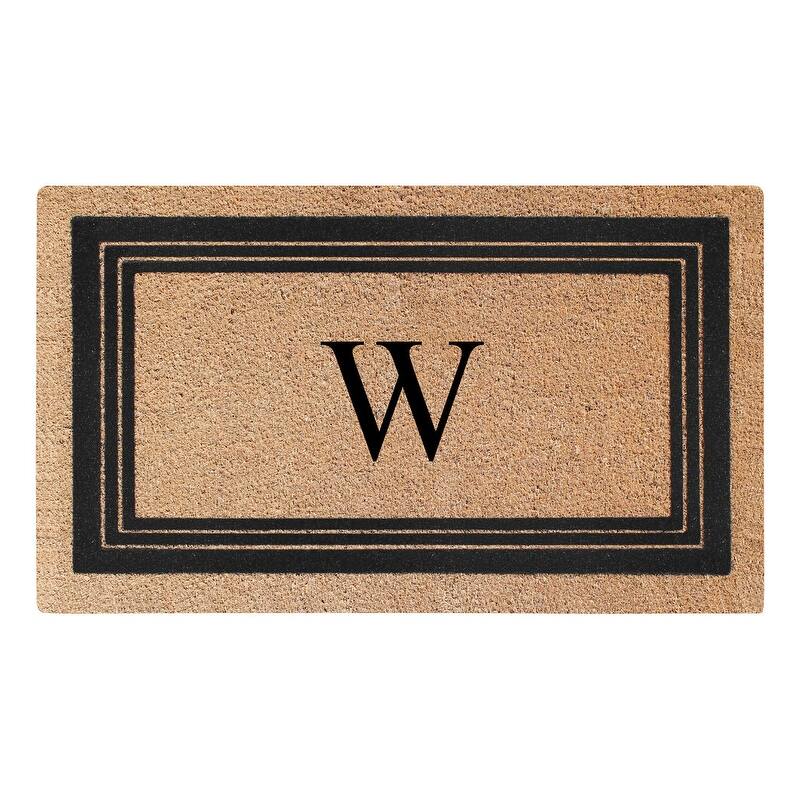 A1HC Natural Coir Monogrammed Entrance Door Mats, Durable Large Outdoor Rug, Non-Slip, Flock Doormat 18"X30" - W