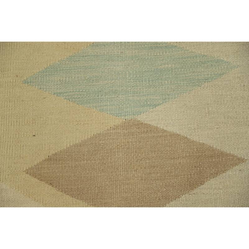 Hand Woven Oriental 100% Wool Carpet Southwestern Modern Multi-Colored Kilim Runner Rug - 5' 10'' X 2' 0''