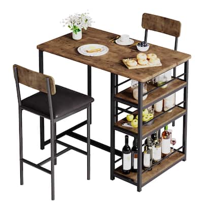 Dining Table Set for 2 with 3 Large Storage Shelves