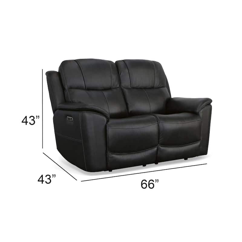 Crew Top Grain Leather Power Reclining Loveseat with Power Headrests & Lumbar