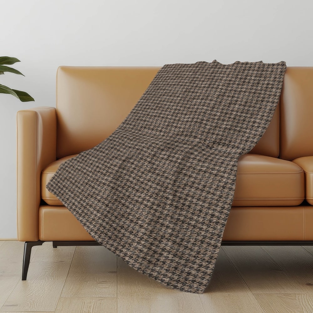 Premium Machine Washable ASB137 Modern Houndstooth Sherpa Throw Blanket
