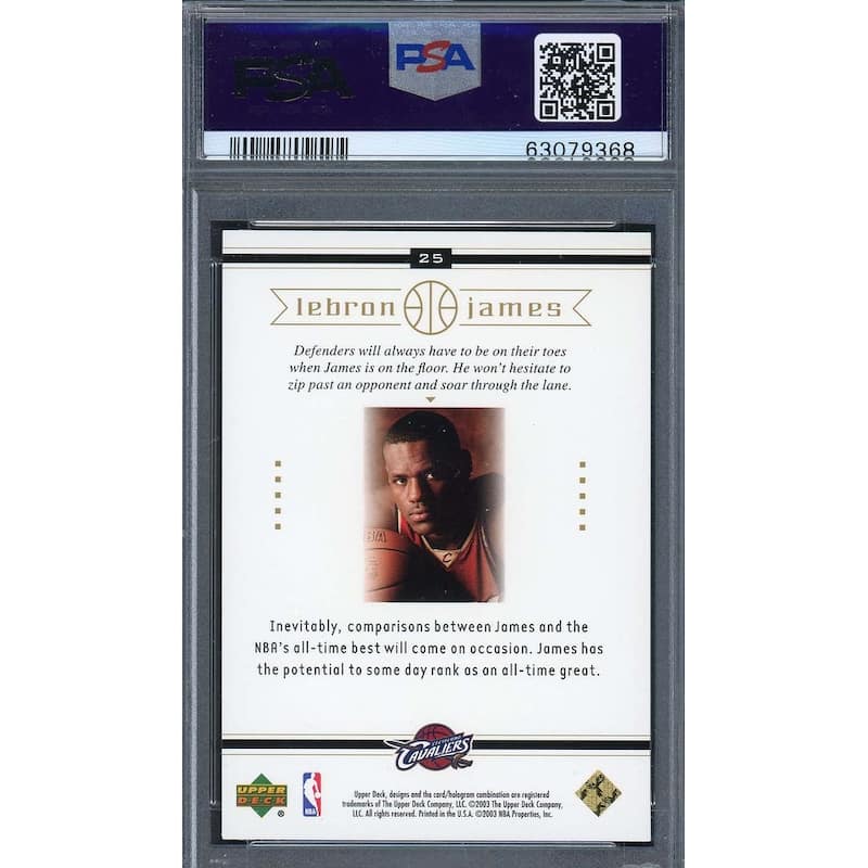 LeBron James 2003 Upper Deck Box Set Rookie Basketball Card RC #25 Graded PSA 9 - 8'6" x 11'6"
