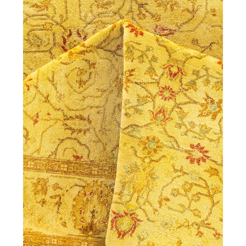 Overdyed One-of-a-Kind Hand-Knotted Area Rug - Yellow - 4' 3" x 9' 10"
