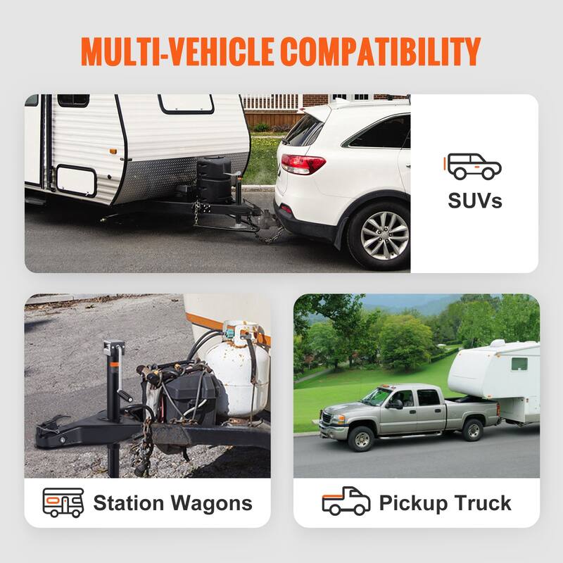 A-Frame Trailer Coupler for Towing Station Wagons, Pickup Trucks, SUVs, Campers, Black Coating Surface