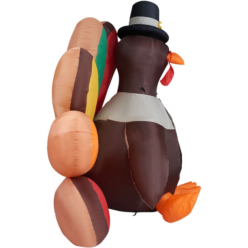 Fraser Hill Farm 8-Ft. Wide Turkey Inflatable with Lights Thanksgiving Decor - 8 Foot