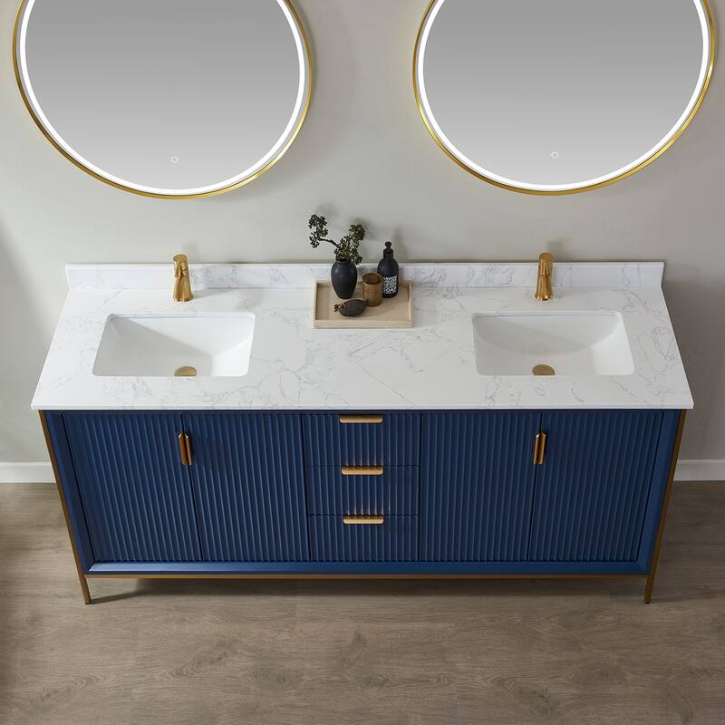 Granada 72" Vanity in Royal Blue with Countertop With Mirror
